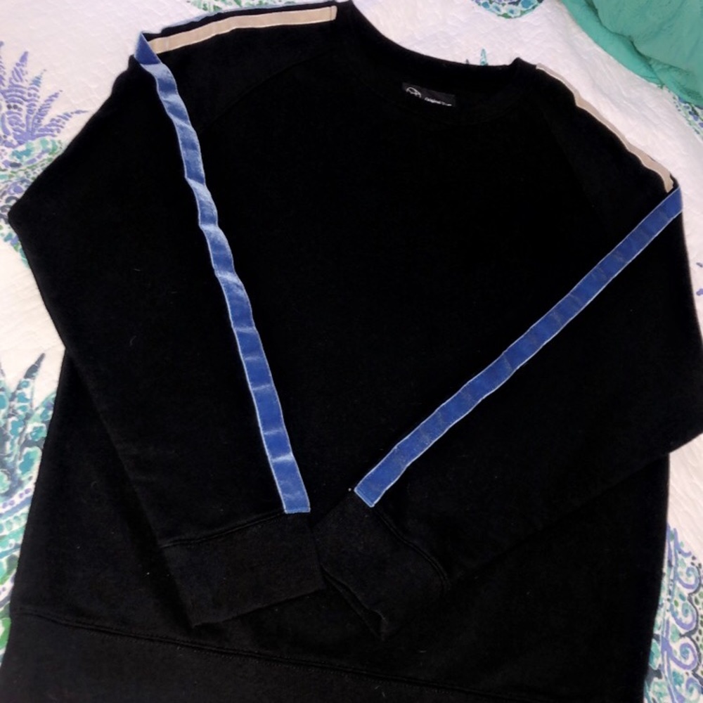 Sweatshirt with Blue and OffWhite Velvet Stripes